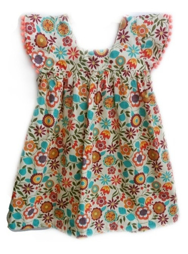 Vestido Floral Lulu, 100% Algodão, Tamanho 2 A 10 Anos