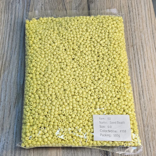 Mostacillon 500 Gramos Tono Amarillo Pastel Bijou Diámetro 4 Mm Largo 4 Mm