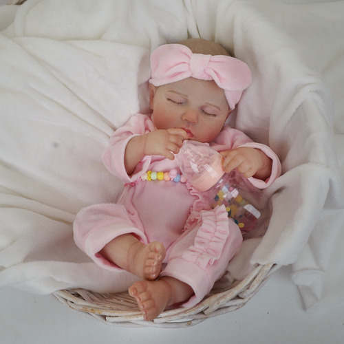 Boneca Bebê Reborn Pintada Realista Menina 48cm Silicone