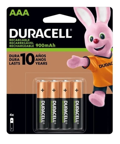 Pilas Duracell Recargables C/4 Pilas Aaa De 900 Mah