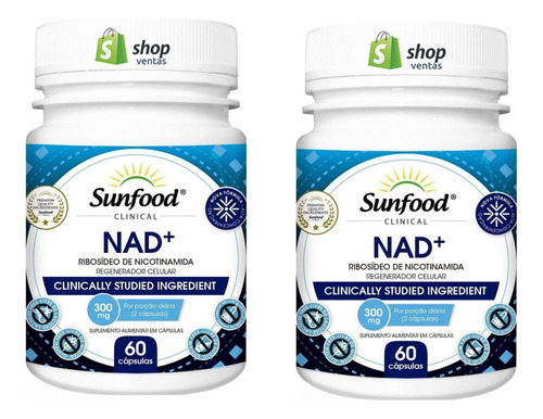 Nad+ Ribosido De Nicotinamida 300 Mg 120 Cápsulas Sunfood