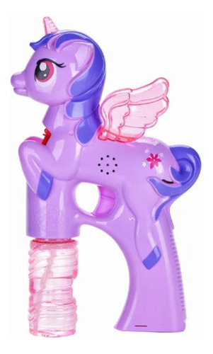 Pistola Lanza Burbuja Unicornio Juguete Con Luces Y Sonido Color Morado