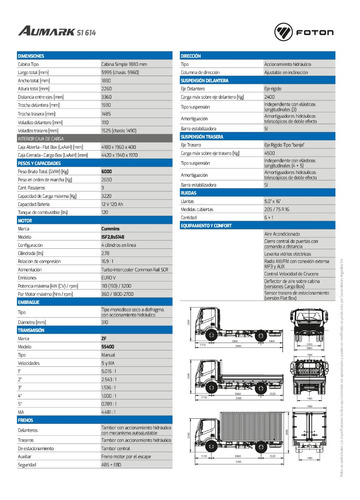 Foton Aumark S1 614 Financiación Hasta El 100% En $: