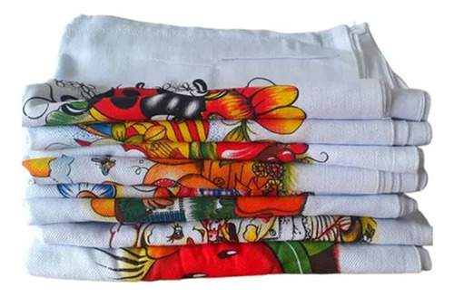 Kit 50 Panos De Prato Estampado 60x38cm Com Bainha