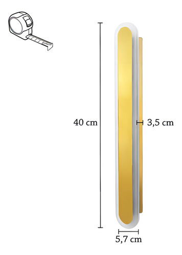Arandela Linear Dourado Acrilico 40 Cm Led Lavabo Lup99