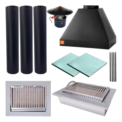 Churrasqueira Gourmet Kit Gourmetzinho Makeer Coifa Braseiro Cor Preto