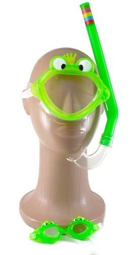 Kit Máscara De Mergulho Sapo Sapinho Snorkel Óculos Infantil