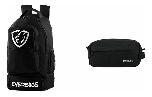 Kit Combos Mochila Térmica Fitness + Estojo Escolar Preto Liso Everbags