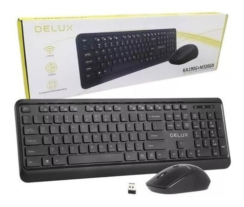 Combo Teclado/mouse Inalambrico Negro Pc/ Lapto Delux Ka19g