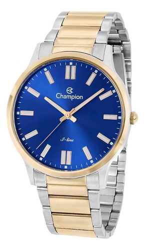 Relógio Champion Prata E Dourado Cn21096a Cor do bisel Azul Cor do fundo Azul