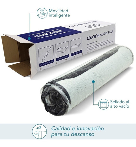 Imagen 7 de 10 de Colchon 2 Plazas Memory Foam Premium Tricapa 191 X 137 X 19