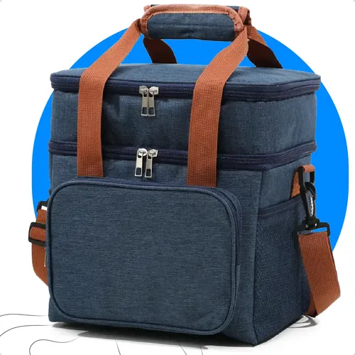Bolsa Térmica Para Marmita Lancheira Isotérmica Com Alça Transversal Removível Azul Ecomixshop