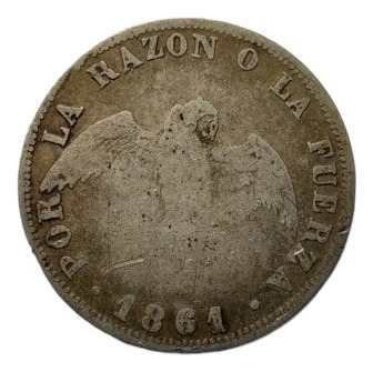 Moneda Chile 20 Centavos 1861 Plata 0.9 (x1313
