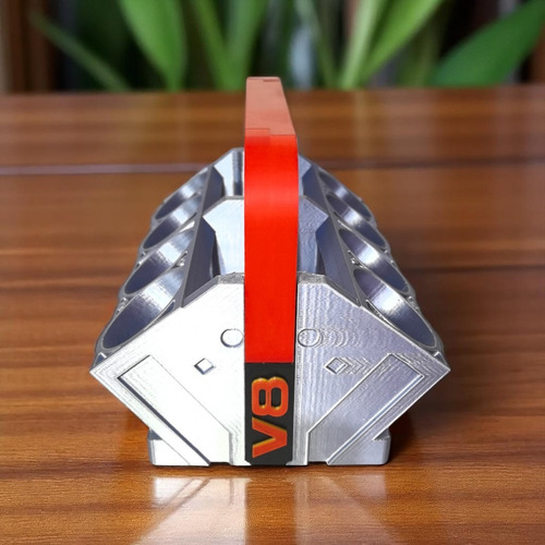 Hielera/enfriador Porta Latas Con Forma De Motor V8 Gris - Rojo