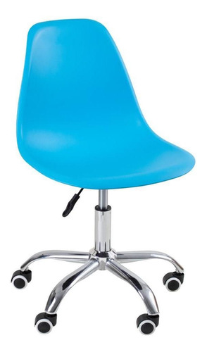 Cadeira Eames Office Com Rodízios Escritório Azul Céu Cor Azul-céu