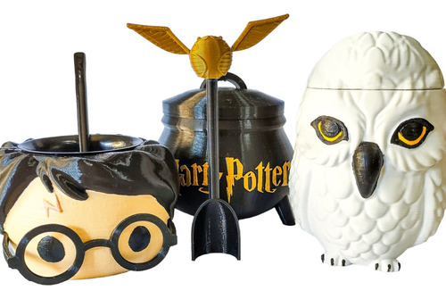 Set Matero Harry Potter Yerbera Azucarera + Bombilla De Alum