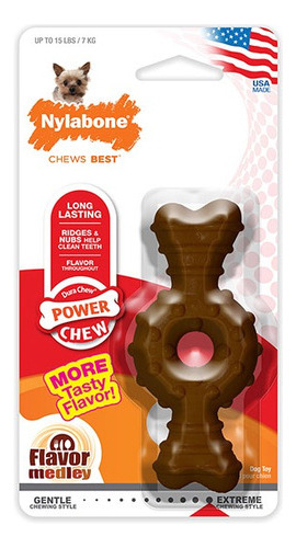 Juguete Nylabone Para Perro Hueso Power Chew Anillo Color Cafe