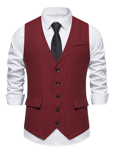 Chaleco Formal Casual De Negocios Para Hombre, Corte Ajustad