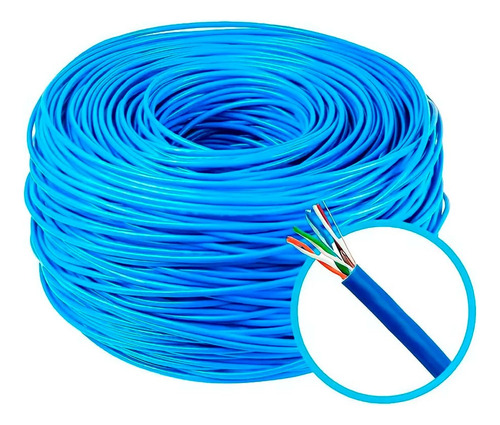 Cabo De Rede Cftv 24awg 4 Pares Cat5 305m Azul Lan Cable