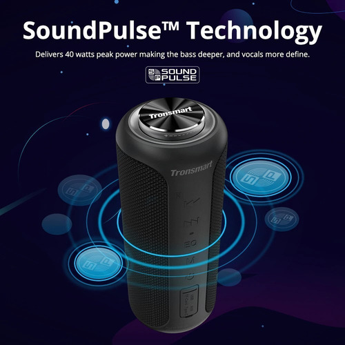 Alto-falante portátil Tronsmart SoundPulse Element T6 Plus com bluetooth à prova d'água preto