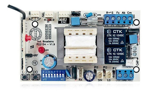 Central Placa Motor De Portão Eletrônico 4 Trimpot Ppa Bivol Frequência 433.92 MHz 110V/220V