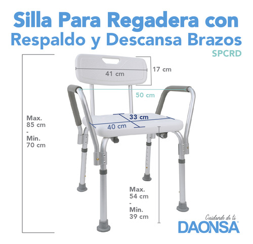 Silla Para Regadera Con Respaldo Y Descansabrazos Daonsa