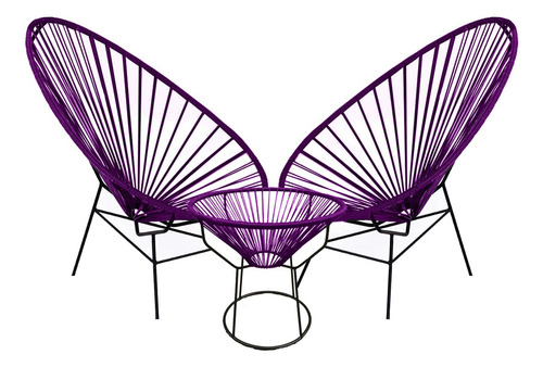 Sillas Acapulco Clásica Con Mesa Personalizable Ikapali Color Violeta Oscuro Liso