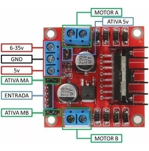 Driver Motor Ponte H L298 Chassi 2wd E Arduino - 10 Peças
