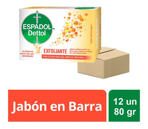 Imagen 1 de 5 de Pack Jabon En Barra Espadol Exfoliante 12 Un X 80 Gr