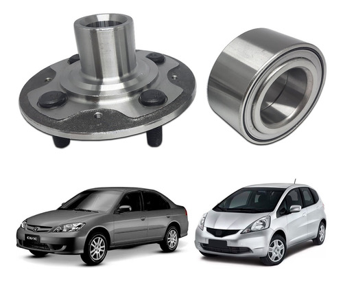 Cubo Roda Dianteira + Rolamento Honda Civic 1.7 New Fit City 1.5