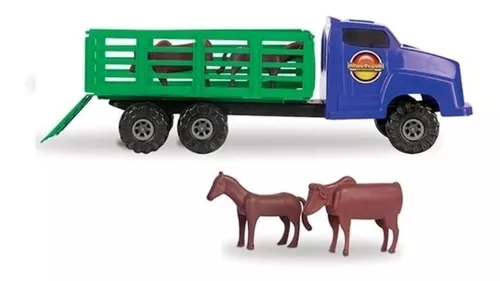 Caminhão Truck Boiadeiro com Bois/Cavalos de Brinquedo