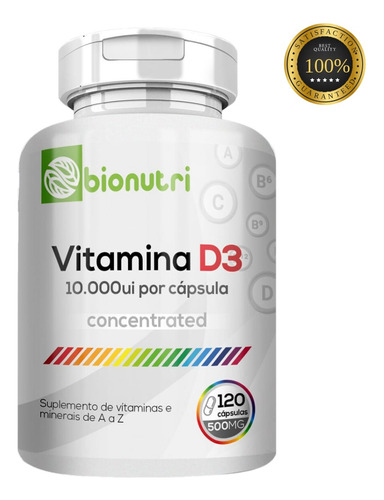 Vitamina D3 10.000 Ui Cápsula 500mg Máxima Absorção 120caps Sabor Sem sabor