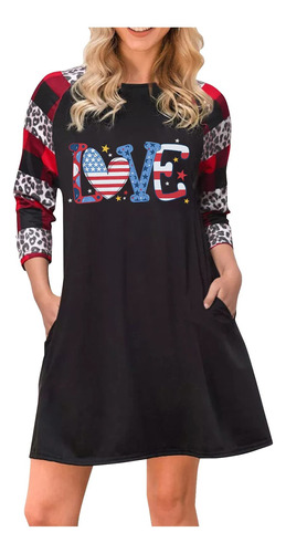 Vestido Casual Moda Para Mujer Estampado San Valentin Manga