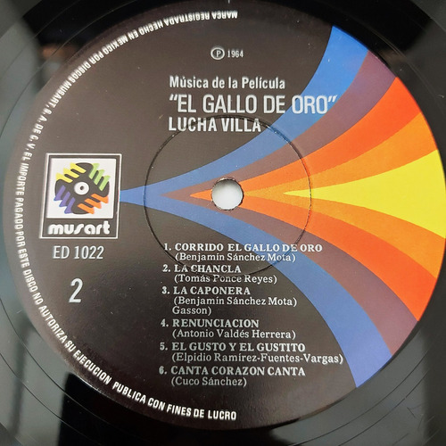 Lucha Villa - El Gallo De Oro (musica De La Pelicula) Lp