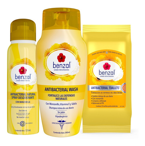 Benzal Manzanilla Kit Jabón + Toallitas + Desodorante Íntimo