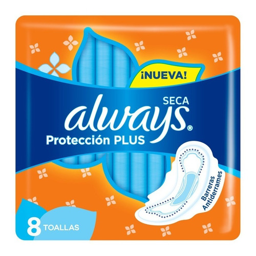 Toallitas Femeninas Always Seca Protección Plus 8 Un