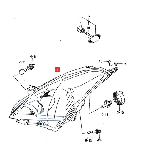 Faro Delt Der. Suzuki Baleno Gl 2017-19