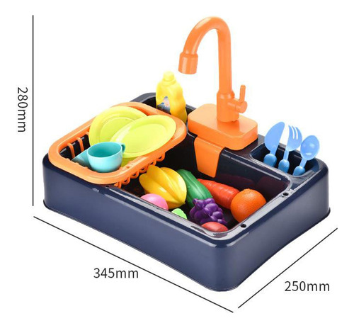 Juguete De Cocina Para Niños, Lavavajillas Azul Azul