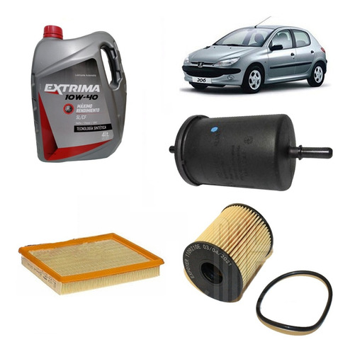 Kit Filtros Peugeot 206 Aceite 10w40 Semisintetico 4lts 1.4