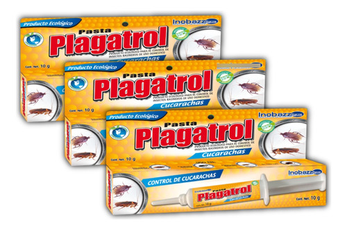 3 Pzs Plagatrol Pasta 10 G Control De Cucarachas Ecológico