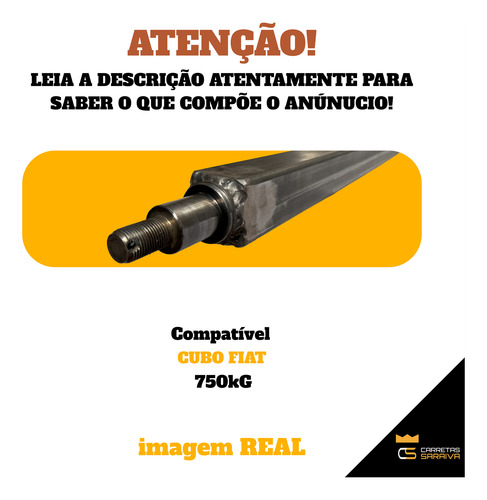 Eixo 1,30 Metros Reforçado P/ Reboque Chassi Carretinha 2025