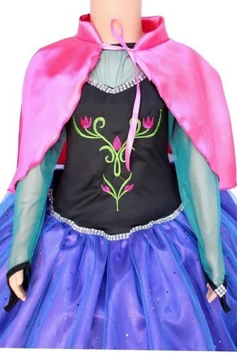 Disfraz Vestido De Princesa Ana Frozen Disney Con Capa Corta