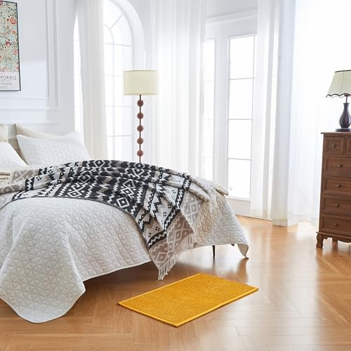 Alfombra De Baño De Chenille Con Textura De Gofre Suave Con