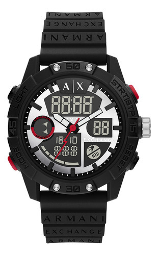 Reloj Hombre Armani Exchange Ax2960 D-bolt Color de la correa Negro Color del bisel Negro Color del fondo Plateado