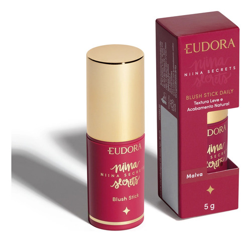 Blush Stick Daily Malva Niina Secrets Eudora 5g Tom da maquiagem Bordô