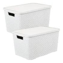 Comprar Pack Set 2 Cajas Organizadoras Simil Rattan 7 Litros C\u002Ftapa