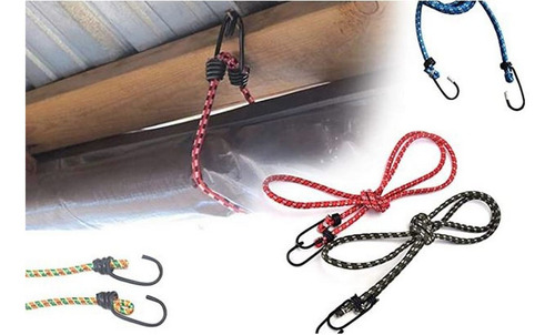 6 Correas Cuerdas Ligas Elasticas Con Ganchos 30, 46, 60 Cm.
