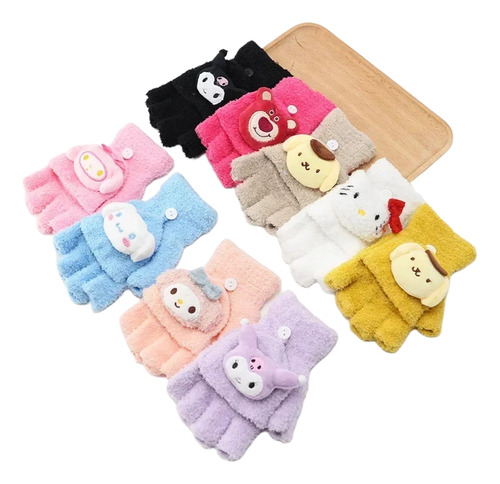 Guantes Sanrio Medio Dedo Felpa Niños 