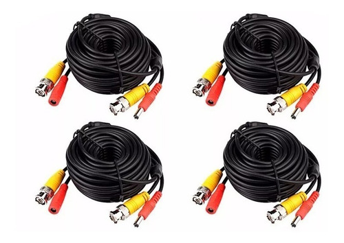 Imagen 1 de 4 de Pack 4 Cables 20mts Cctv Bnc Video + Power