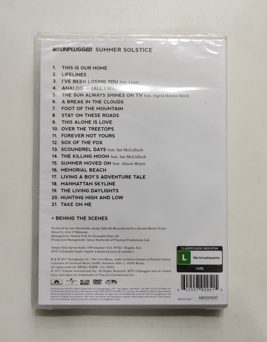 Dvd A-ha - ( Mtv Unplugged ) - Summer Solstice